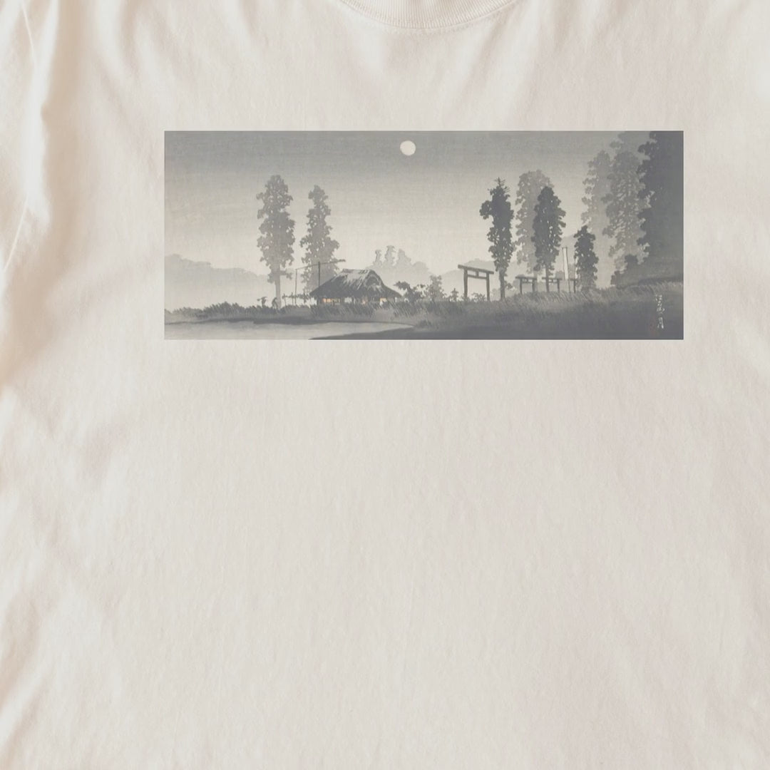 Takahashi Hiroaki (Shōtei) — Moon at Egota, Tokyo (ca. 1926–1927) Japanese Woodblock Tee