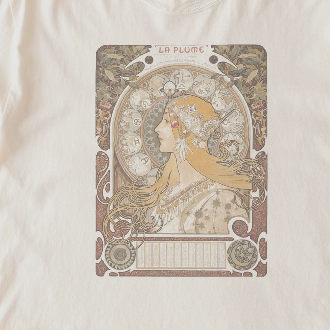 Alphonse Mucha — Zodiac / La Plume (1896) Vintage Art Nouveau Tee