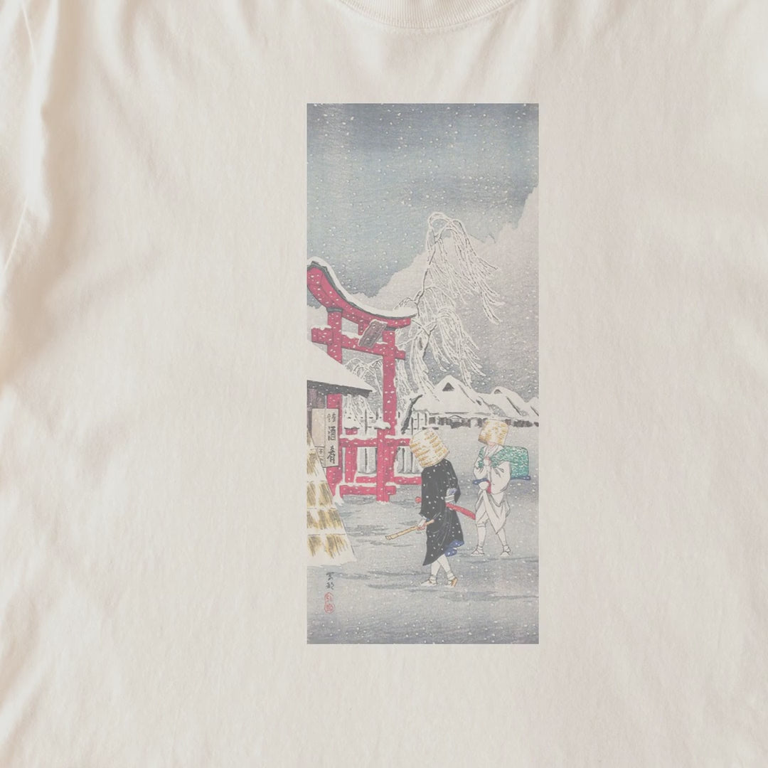 Takahashi Hiroaki (Shōtei) — Okabe in Snow (ca. 1925–1926) Japanese Woodblock Tee