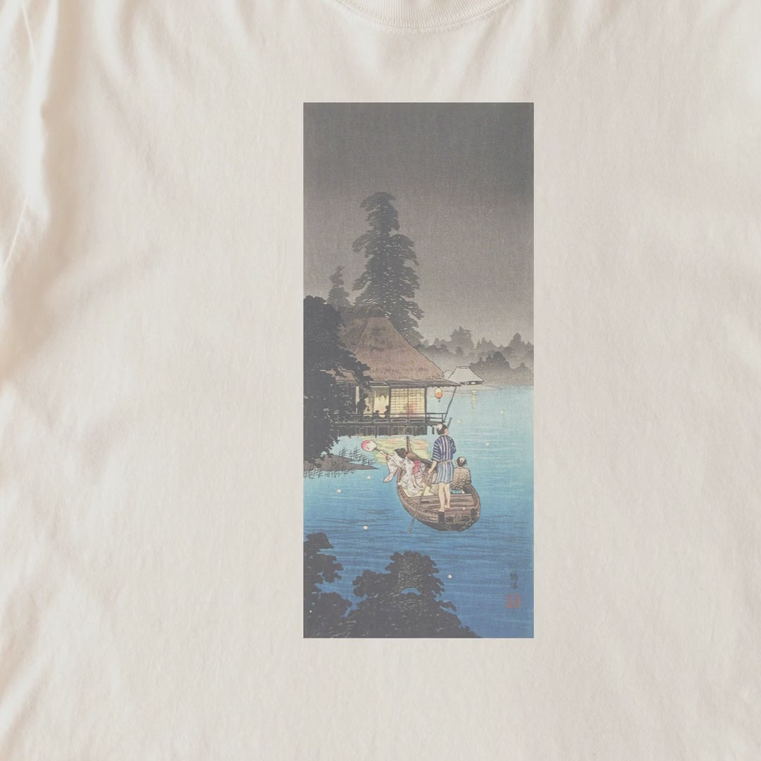 Takahashi Hiroaki (Shōtei) — Enjoying Evening Cool (ca.1926–1927) Japanese Woodblock Tee