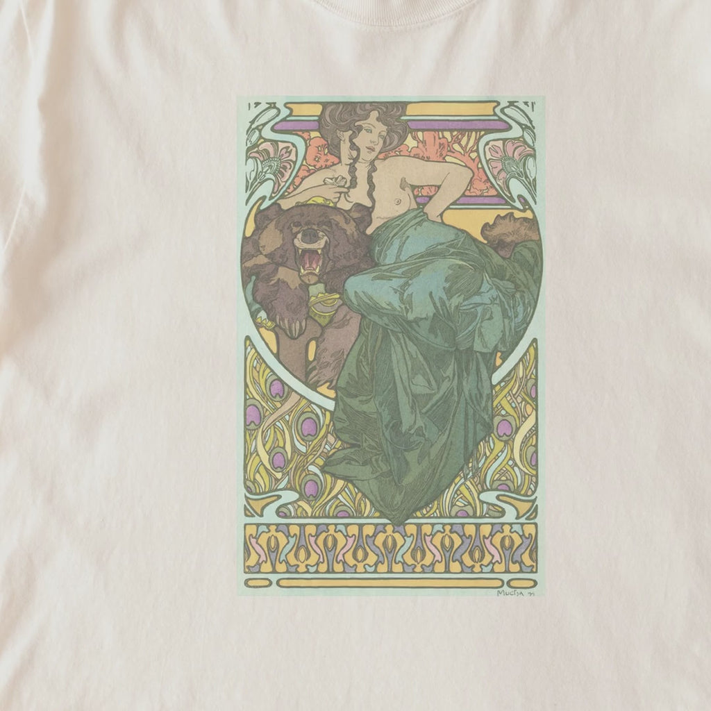 Alphonse Mucha — Untitled Art Nouveau Study (1902) Woman with Bear Vintage Tee