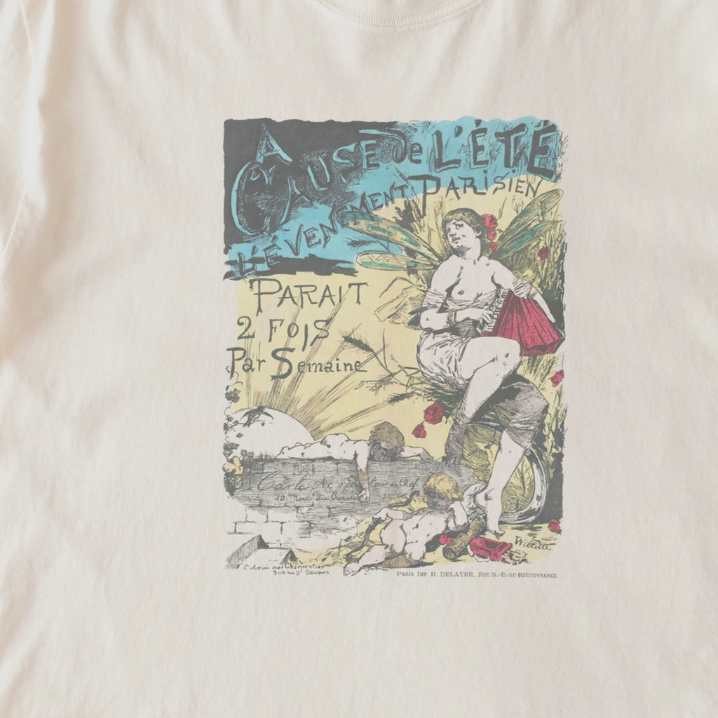 Adolphe Willette — A cause de l'été, l'Événement parisien paraît 2 fois par semaine (1881) Vintage French Poster Tee