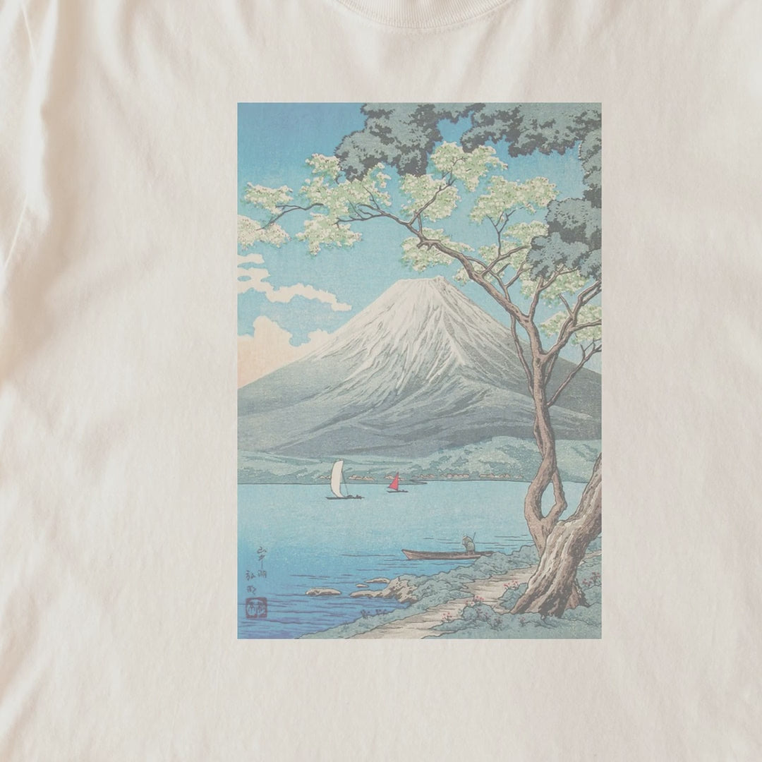Takahashi Hiroaki (Shōtei) — Mount Fuji from Lake Yamanaka, Japanese Woodblock Landscape Tee