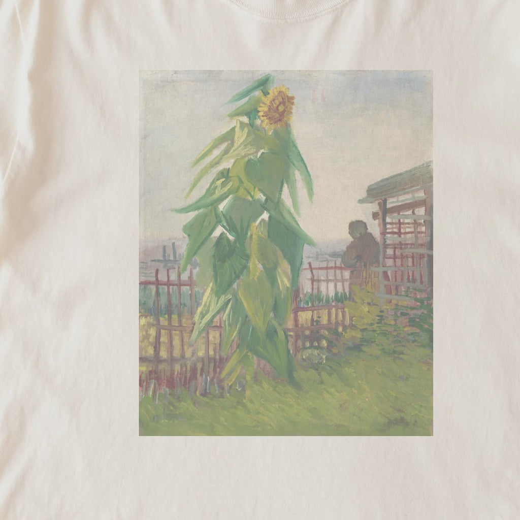Vincent van Gogh — Allotment with Sunflower (1887) Post-Impressionist Garden Art Tee