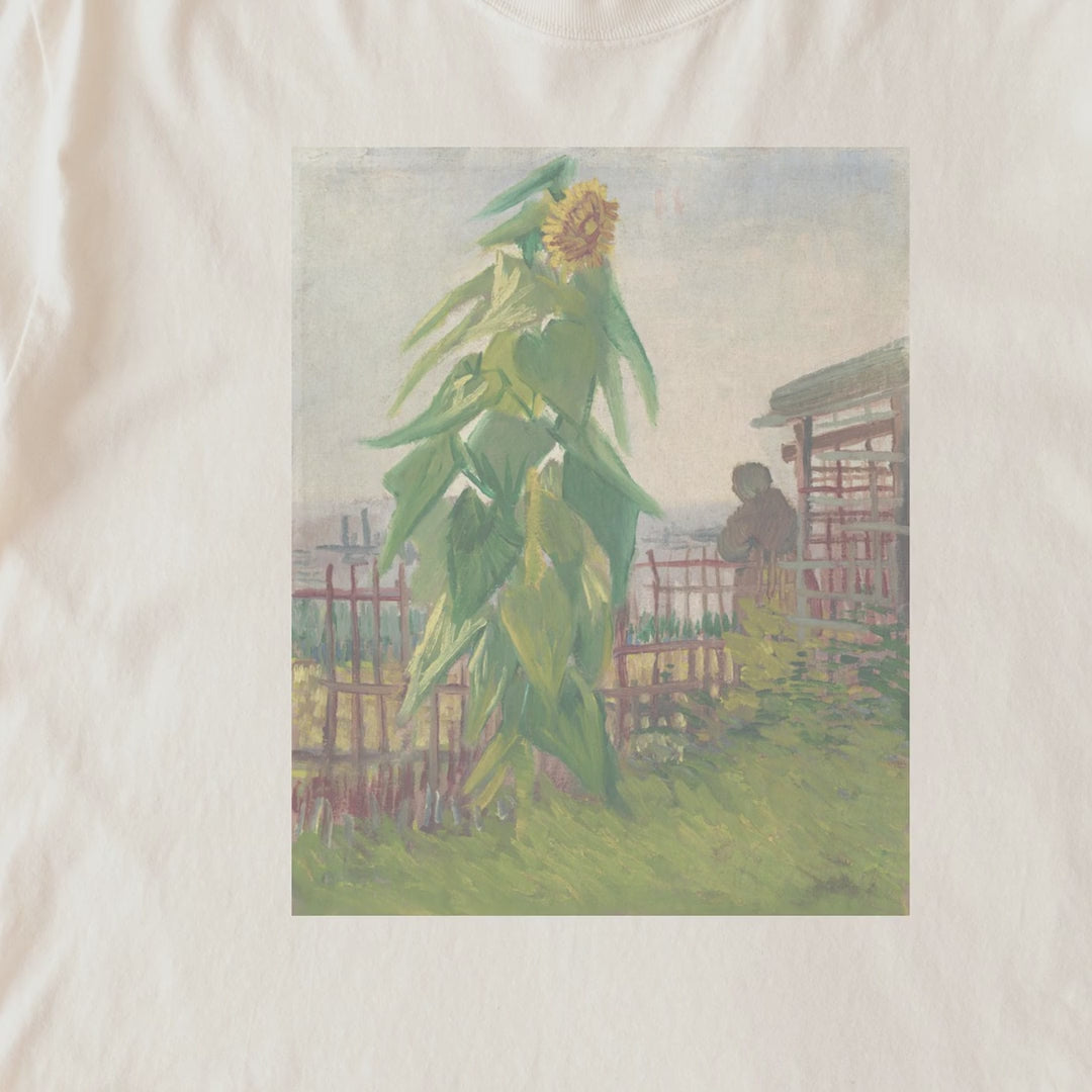Vincent van Gogh — Allotment with Sunflower (1887) Post-Impressionist Garden Art Tee
