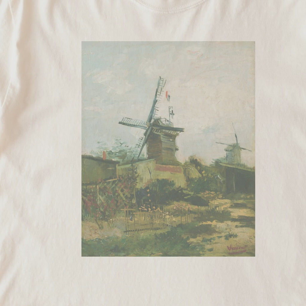 Vincent van Gogh — Windmills on Montmartre (1886) Vintage Post-Impressionist Art Tee